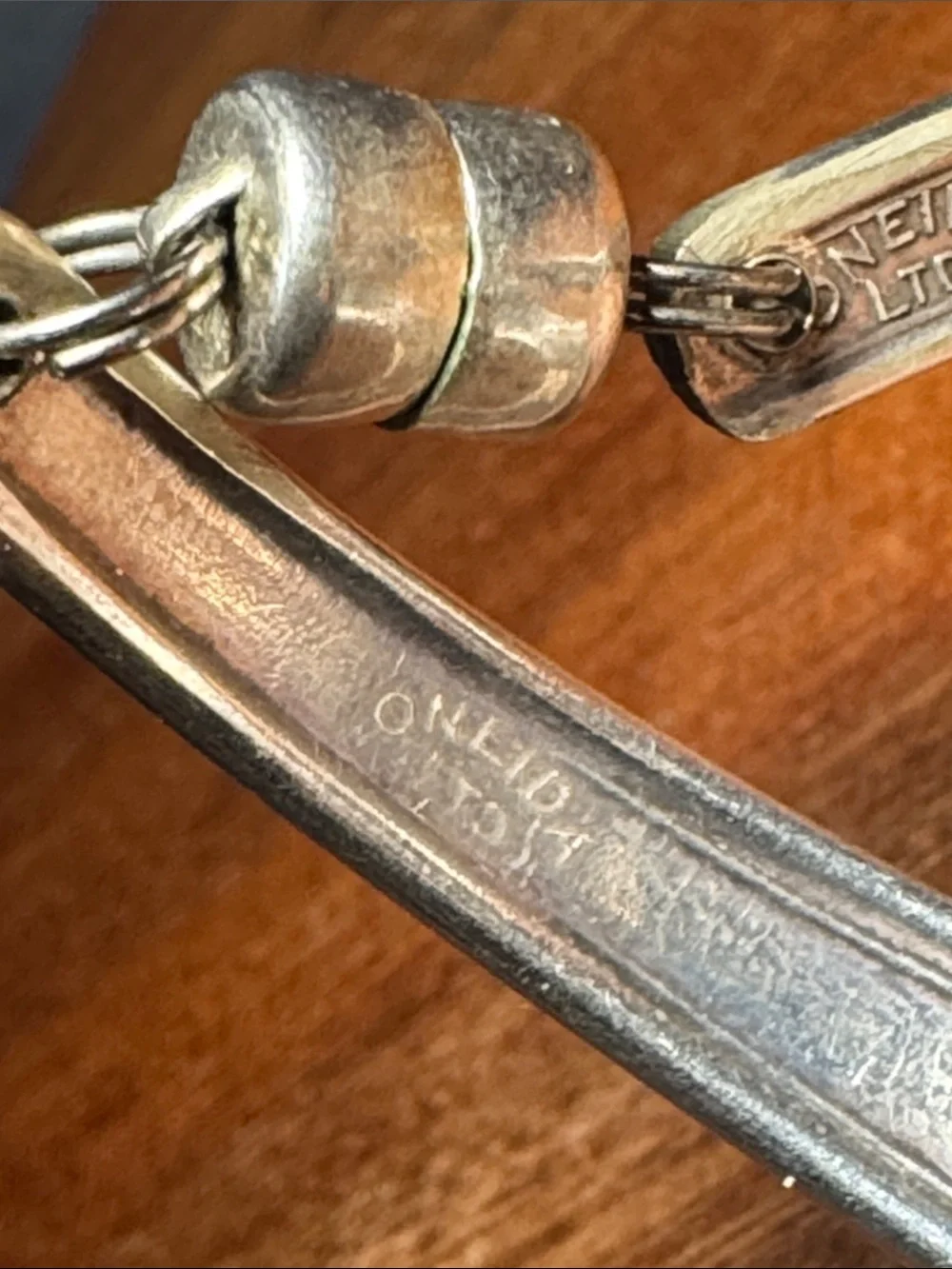 Oneida silver plate flatware magnetized spoon bracelet, custom made piece
